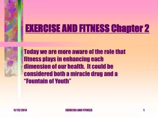 EXERCISE AND FITNESS Chapter 2