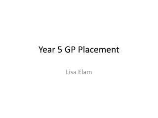 Year 5 GP Placement