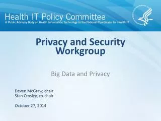 Privacy and Security Workgroup