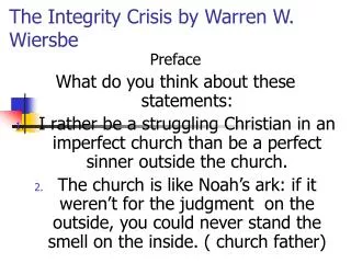 The Integrity Crisis by Warren W. Wiersbe