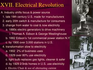 XVII. Electrical Revolution