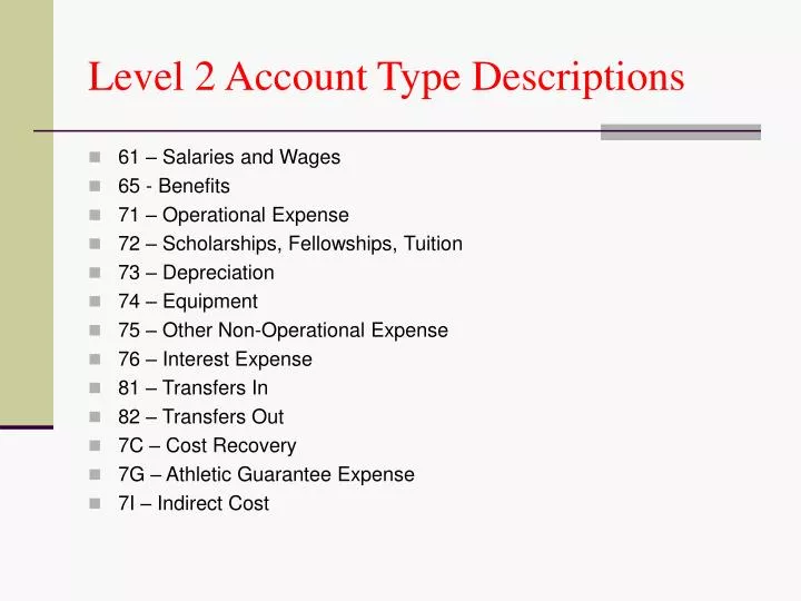level 2 account type descriptions