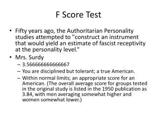 F Score Test