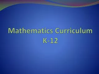 Mathematics Curriculum K-12