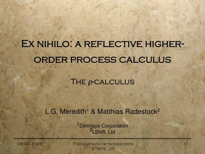 ex nihilo a reflective higher order process calculus