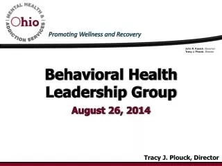 Behavioral Health Leadership Group August 26, 2014