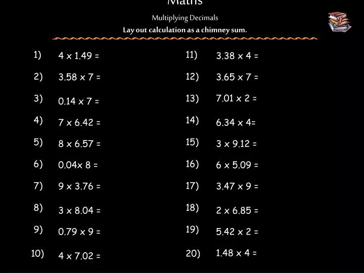 maths multiplying decimals lay out calculation as a chimney sum