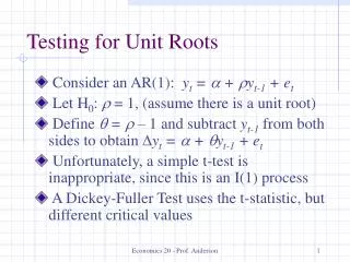 Testing for Unit Roots