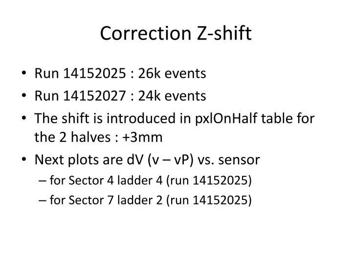correction z shift