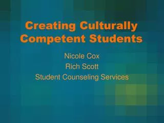 Creating Culturally Competent Students