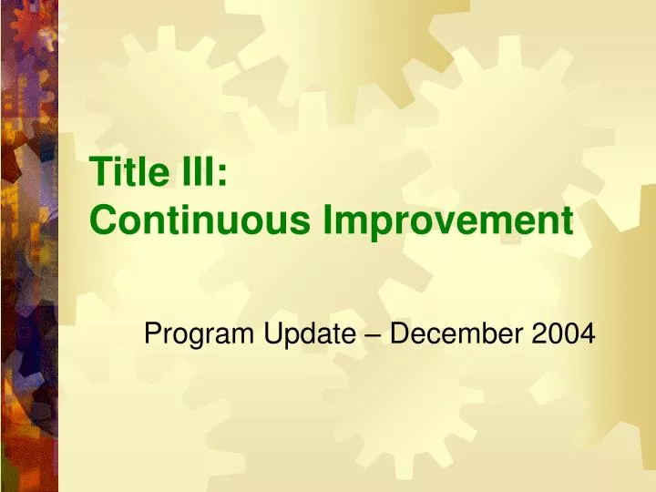 title iii continuous improvement