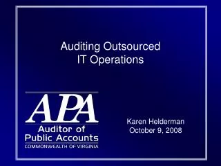 Auditing Outsourced IT Operations