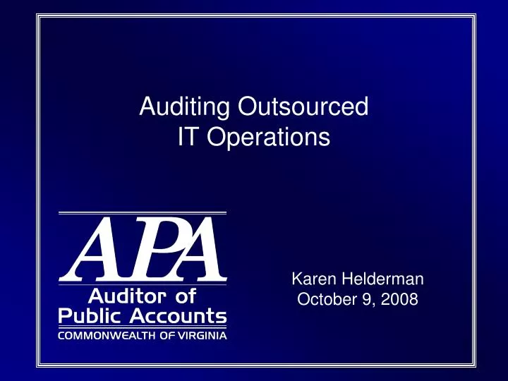 auditing outsourced it operations