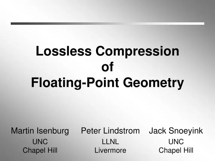 lossless compression of floating point geometry
