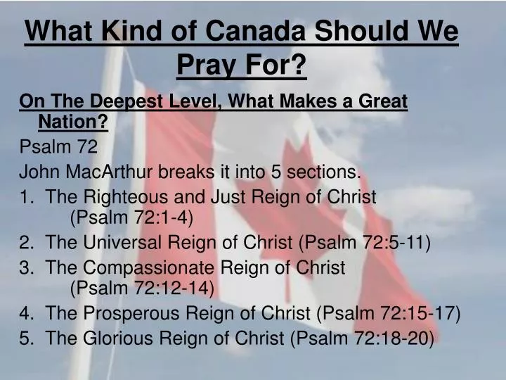 what kind of canada should we pray for
