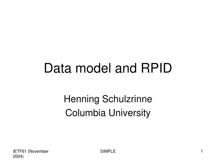 data model and rpid