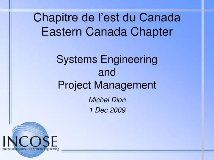 cha pitre de l est du canada eastern canada chapter systems engineering and project management