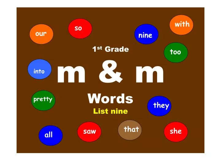 1 st grade m m words list nine