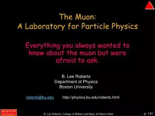 The Muon: A Laboratory for Particle Physics