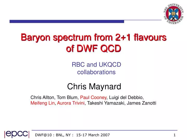 baryon spectrum from 2 1 flavours of dwf qcd