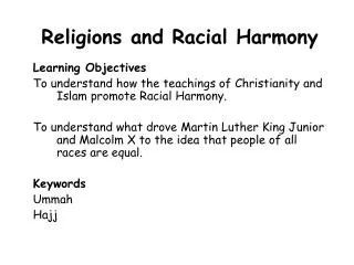 Religions and Racial Harmony