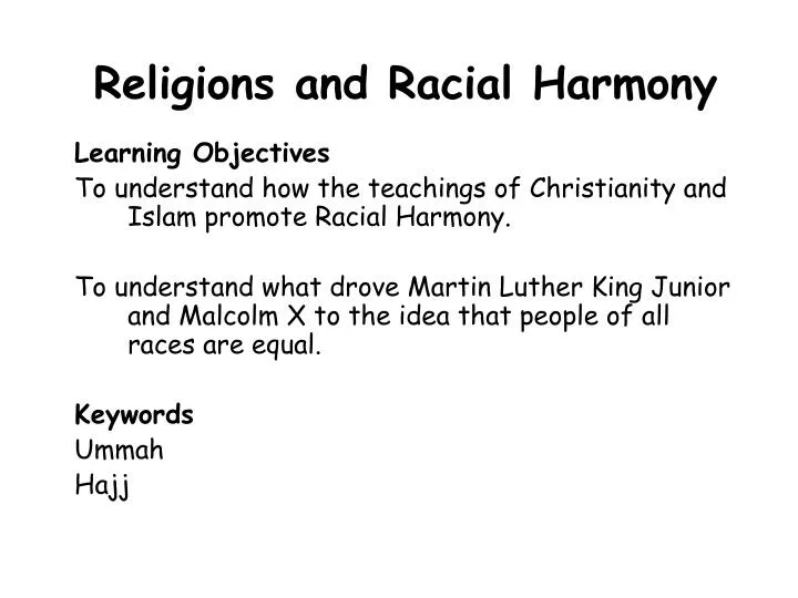 religions and racial harmony