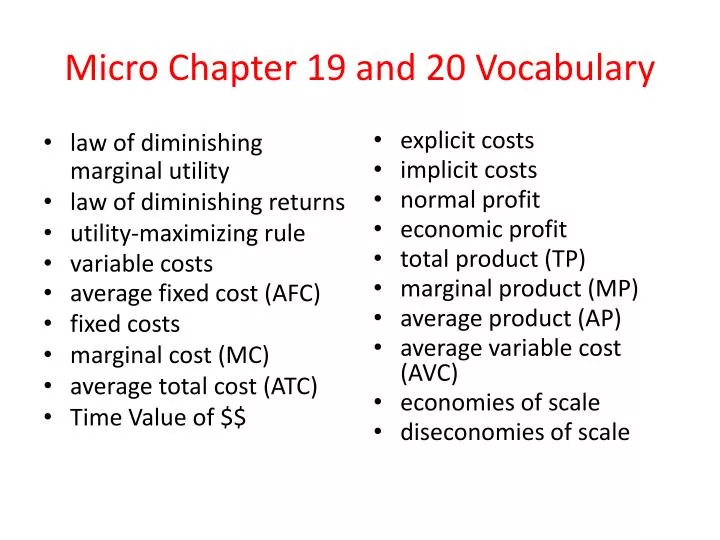 micro chapter 19 and 20 vocabulary