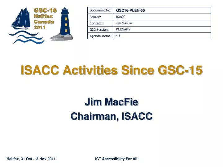isacc activities since gsc 15
