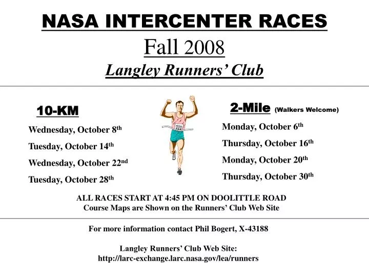 nasa intercenter races fall 2008 langley runners club