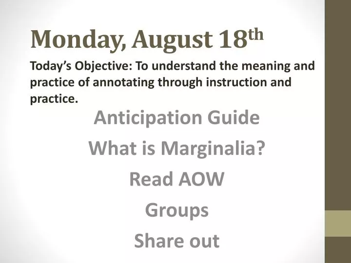 monday august 18 th