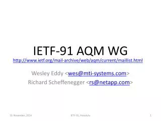 IETF-91 AQM WG