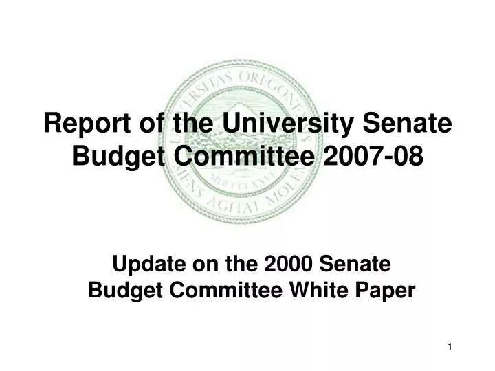 report of the university senate budget committee 2007 08