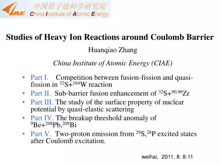 studies of heavy ion reactions around coulomb barrier
