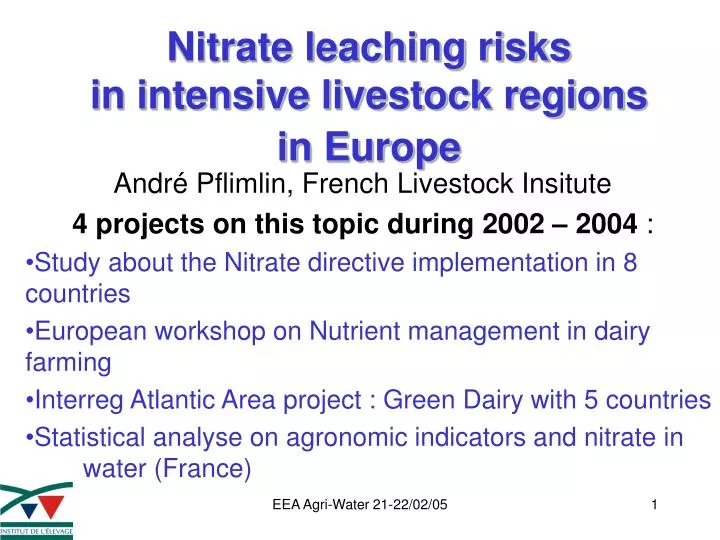 nitrate leaching risks in intensive livestock regions in europe