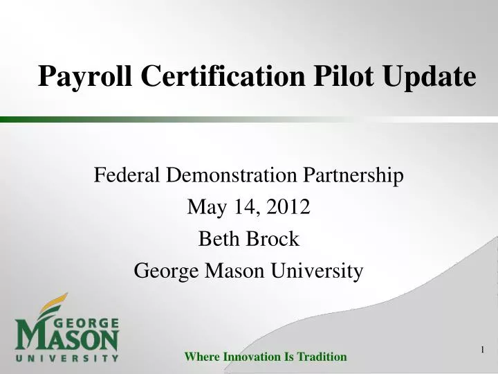 payroll certification pilot update
