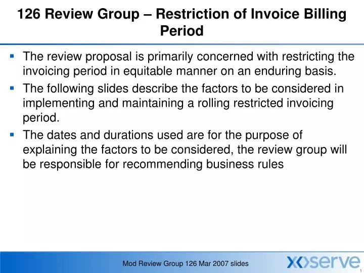 126 review group restriction of invoice billing period