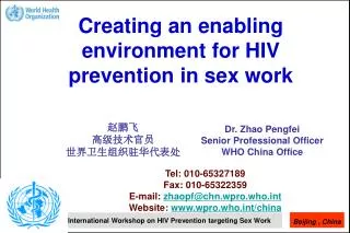 Creating an enabling environment for HIV prevention in sex work