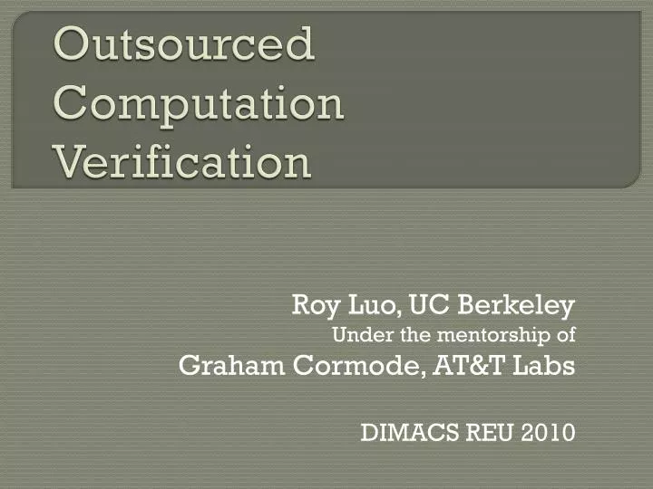 outsourced computation verification