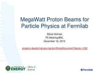MegaWatt Proton Beams for Particle Physics at Fermilab