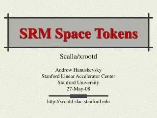 SRM Space Tokens