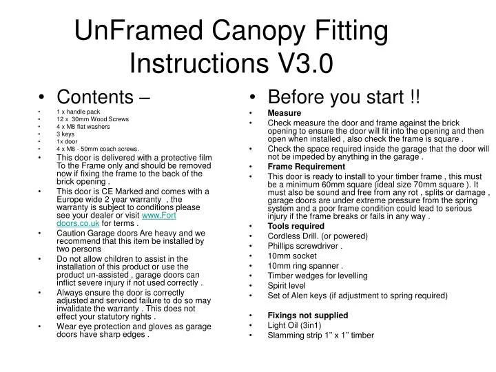 unframed canopy fitting instructions v3 0