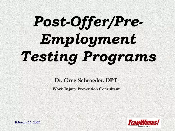post offer pre employment testing programs