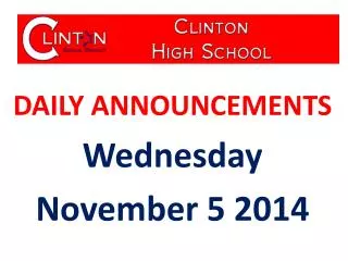 DAILY ANNOUNCEMENTS Wednesday November 5 2014