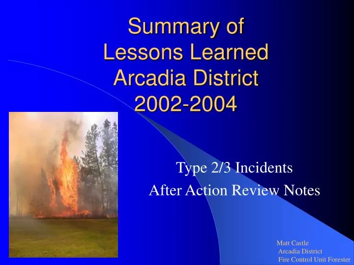 summary of lessons learned arcadia district 2002 2004