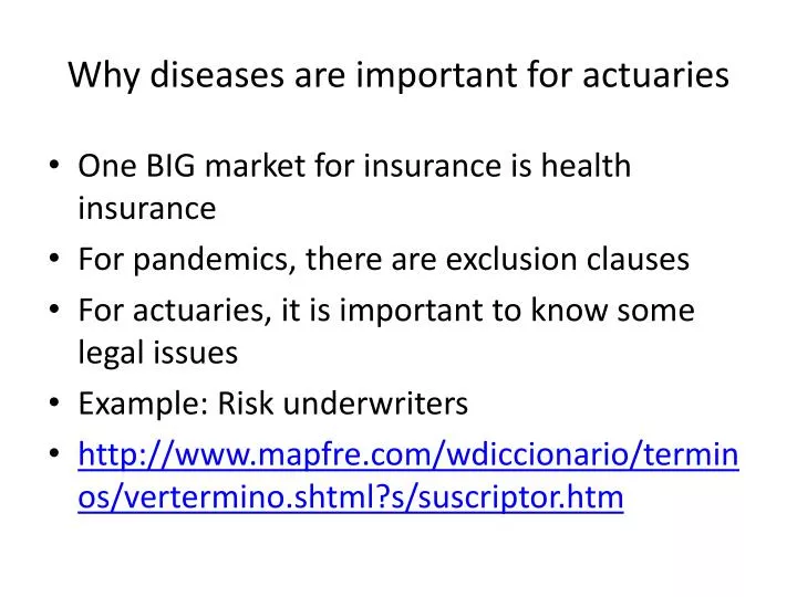why diseases are important for actuaries
