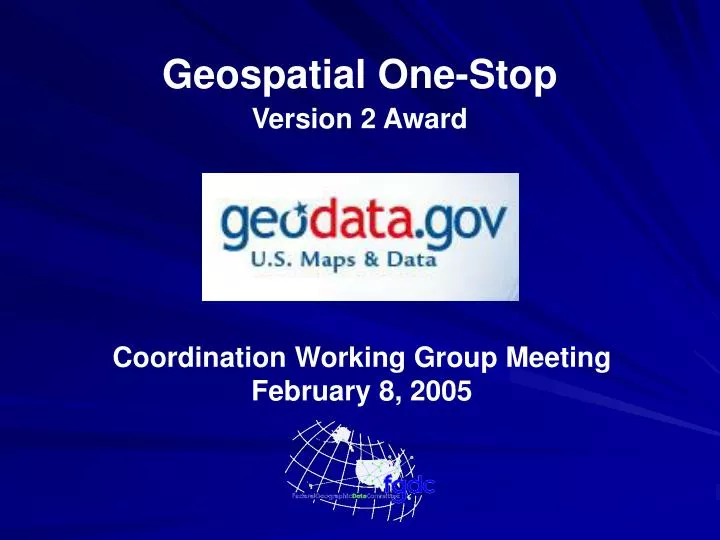 geospatial one stop version 2 award