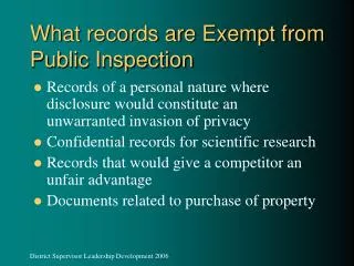 What records are Exempt from Public Inspection