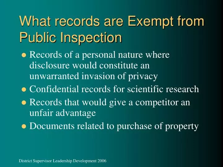 what records are exempt from public inspection