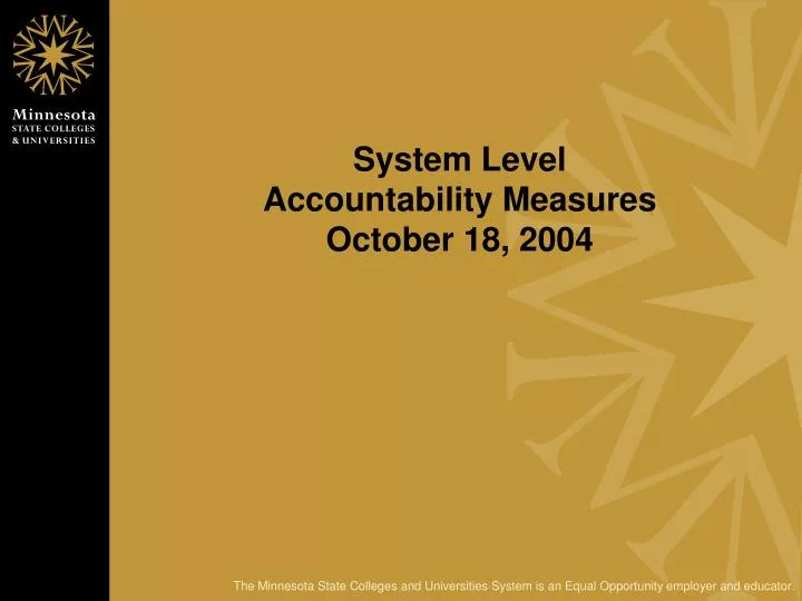 system level accountability measures october 18 2004