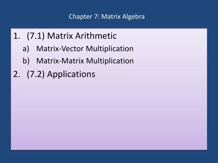 chapter 7 matrix algebra